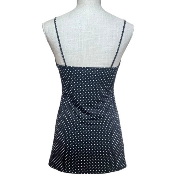 WET SEAL Black Polka Dot Spaghetti Strap Camisole with Built-In Bra - Size Large - Picture 3 of 6